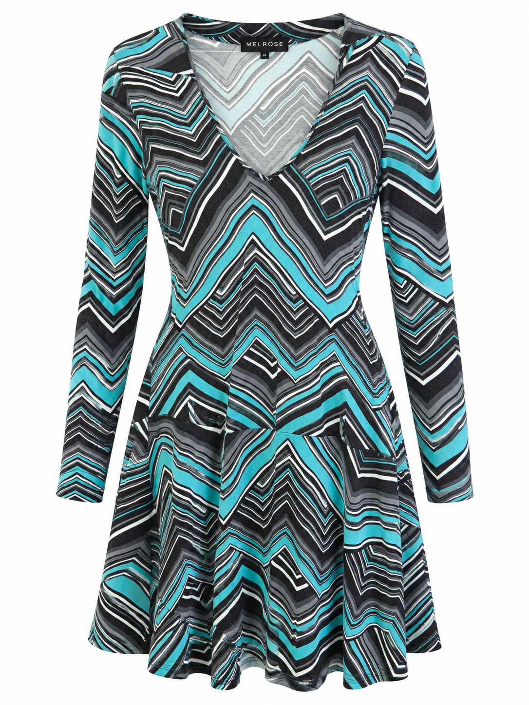 Dama - Rochie MELROSE cu imprimeu chevron turcoaz - M