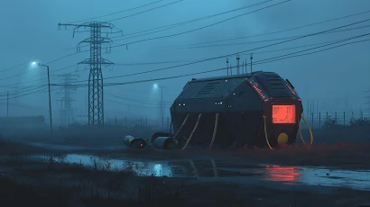 Ai Art, Illustration, Dark, Rural, Cyberpunk 5K Wallpaper Background