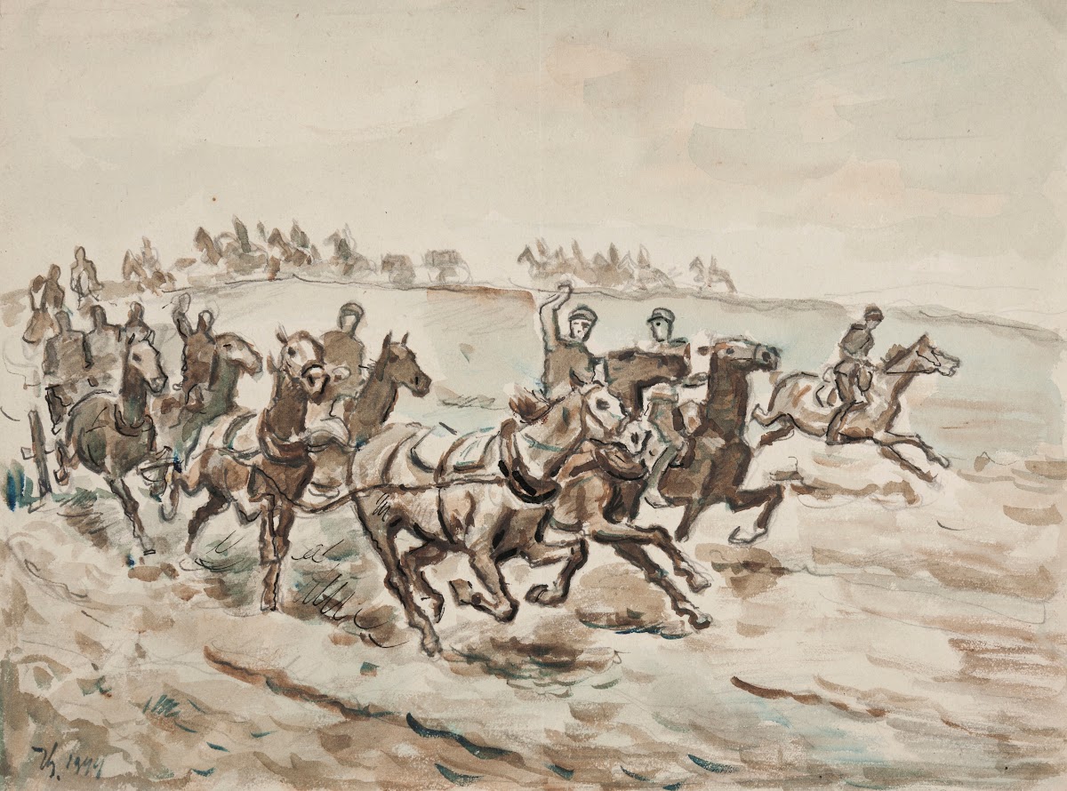 Oddział artylerii konnej w galopie 1944