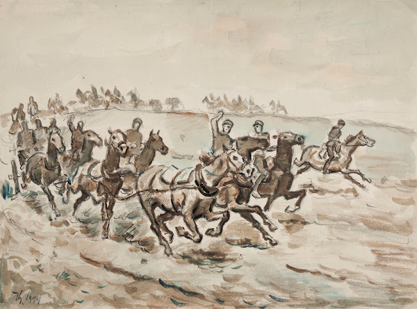 Oddział artylerii konnej w galopie 1944
