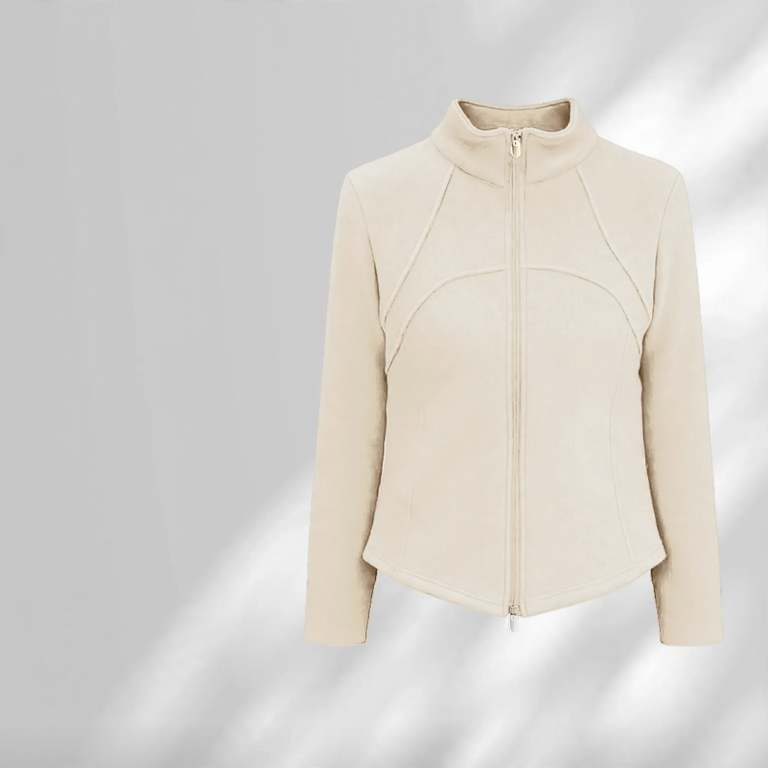 Gefütterte Lammfell-Sportjacke mit Stehkragen