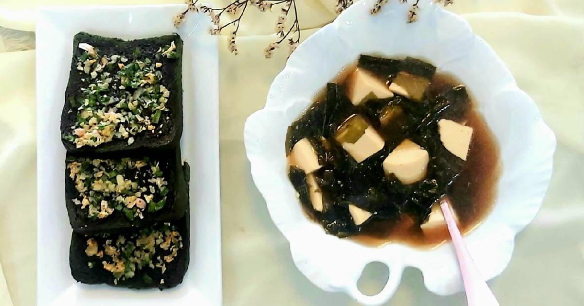 Bánh mì đen nướng bơ tỏi và canh miso