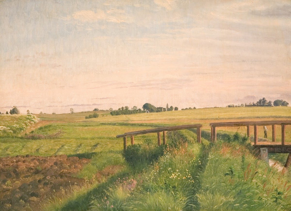 Marklandskab med en bro 1858