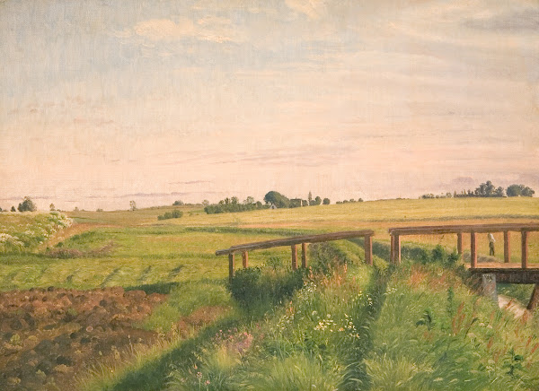 Marklandskab med en bro 1858
