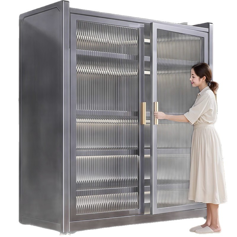 Kitchen standing shelf with glass doors, multi-tiered