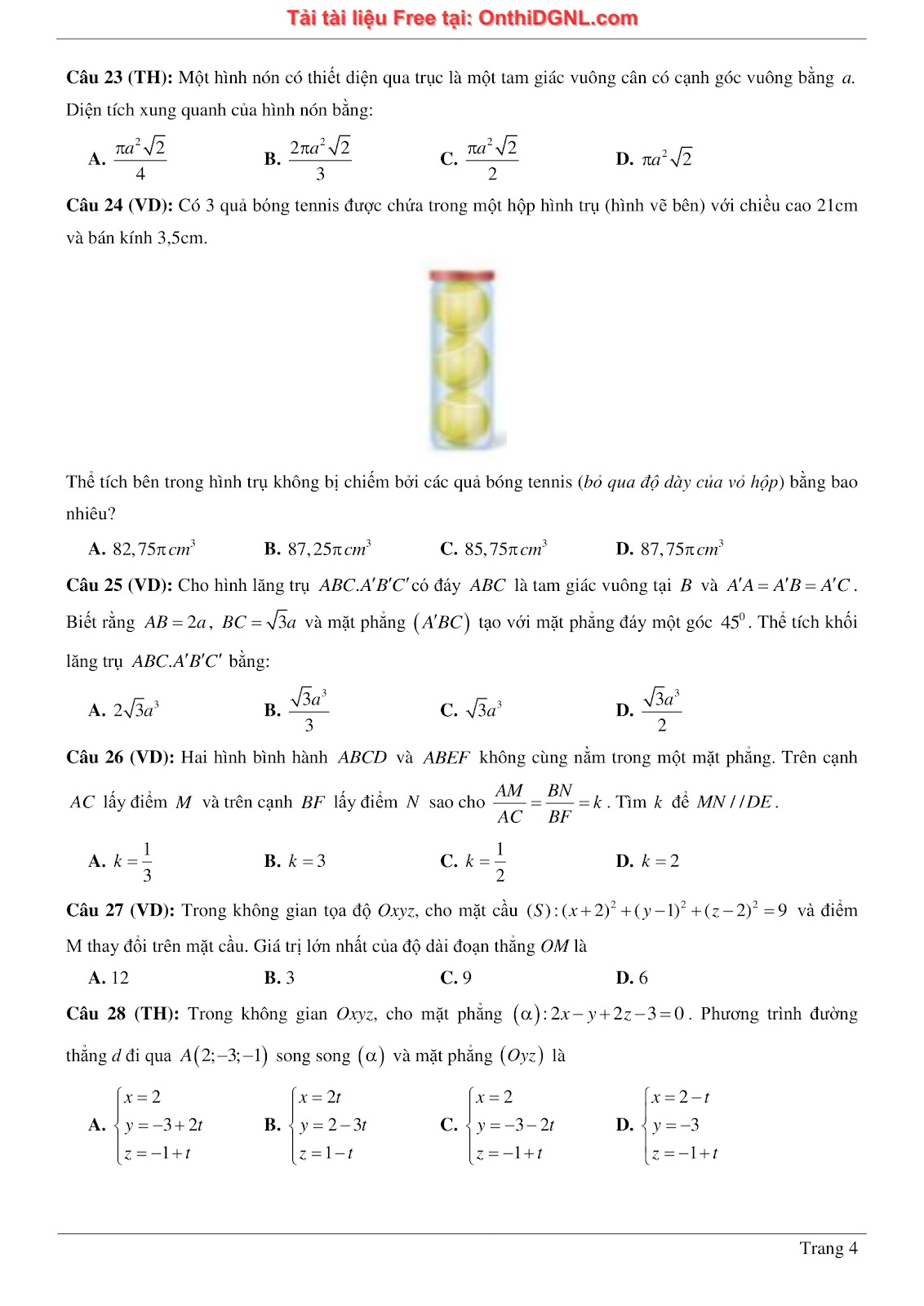 1300 bài tập môn Toán - Ôn thi ĐGNL ĐHQG Hà Nội Phần 3