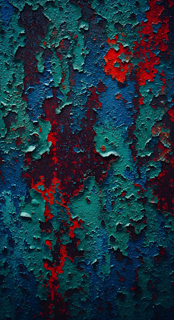 Abstract Distressed Industrial Grunge Texture in Deep Teal and Rust Orange - Free mobile Wallpaper