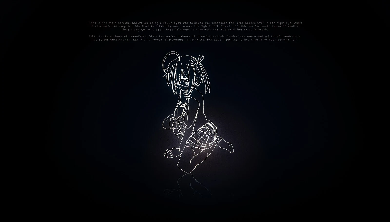 Rikka Takanashi Glowing Line Art - Minimalist Digital Art 5K Wallpaper (7000x4000)
