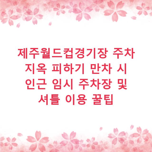 제주월드컵경기장 주차 지옥 피하기 만차 시 인근 임시 주차장 및 셔틀 이용 꿀팁