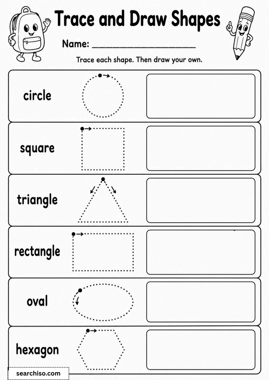 Trace and Draw Shapes Worksheet