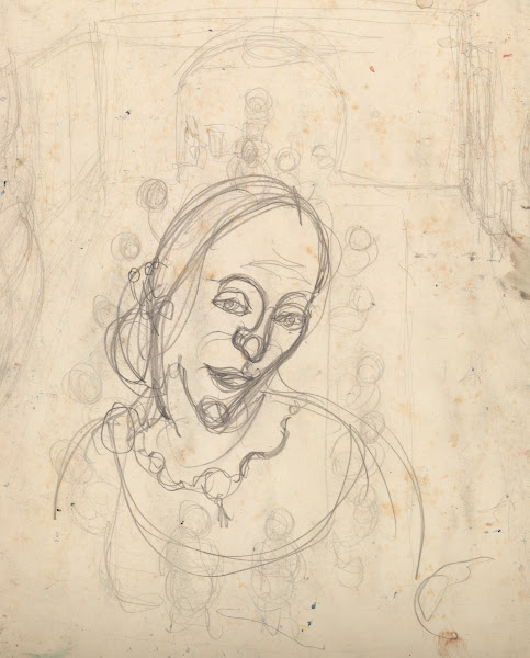 Dinner Party with Presumed Portrait Study of Paula Lindberg verso 1940 1942