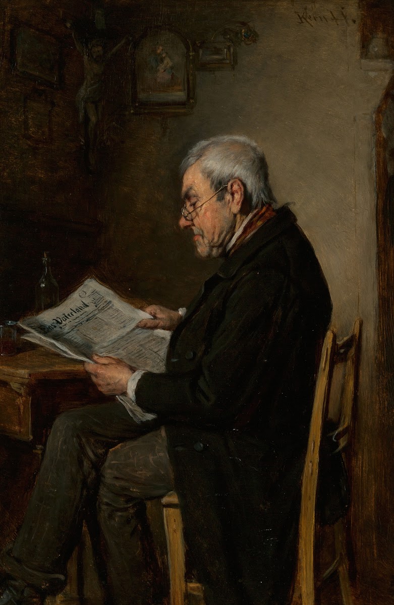 A gentleman reading a newspaper 1891