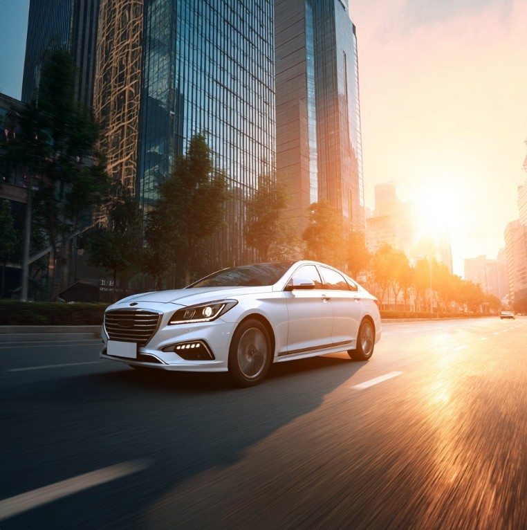 한국 도로를 주행하는 자동차