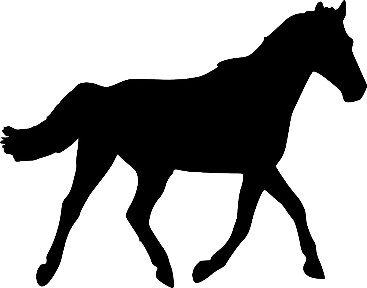 Black horse silhouette Free SVG for Waterjet cutting and engraving, ideal for crafts and DIY projects.