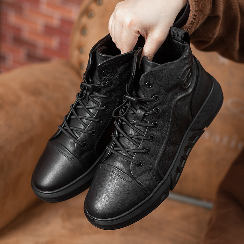 Men's Leather Ankle Boots, Padded Winter Boots