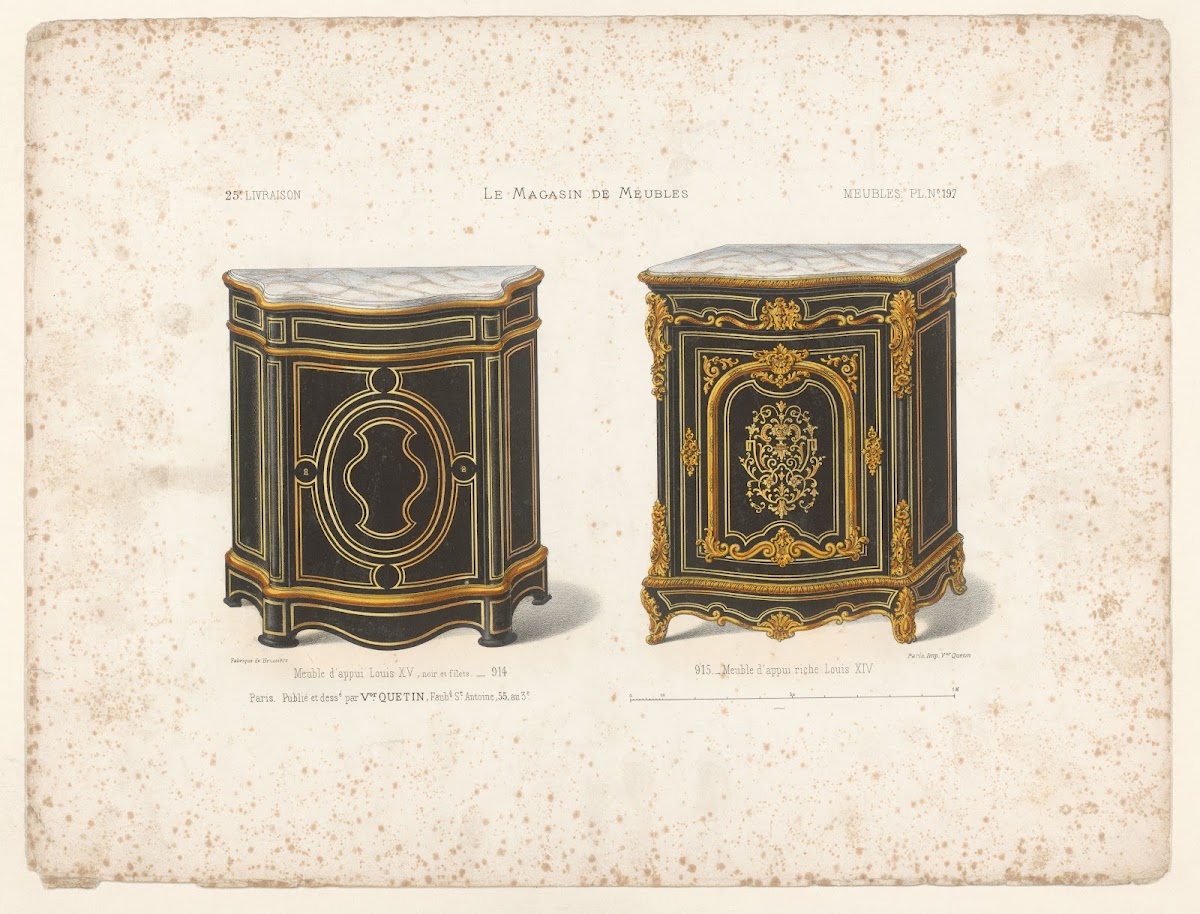 Meuble dappui Louis XV noir et filets  Meuble dappui riche Louis XIV 1832   1904