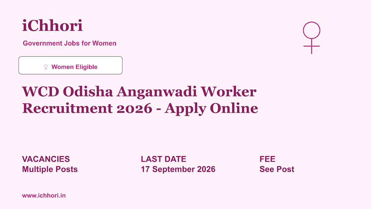 WCD Odisha Anganwadi Worker Recruitment 2026 - Apply Online - iChhori