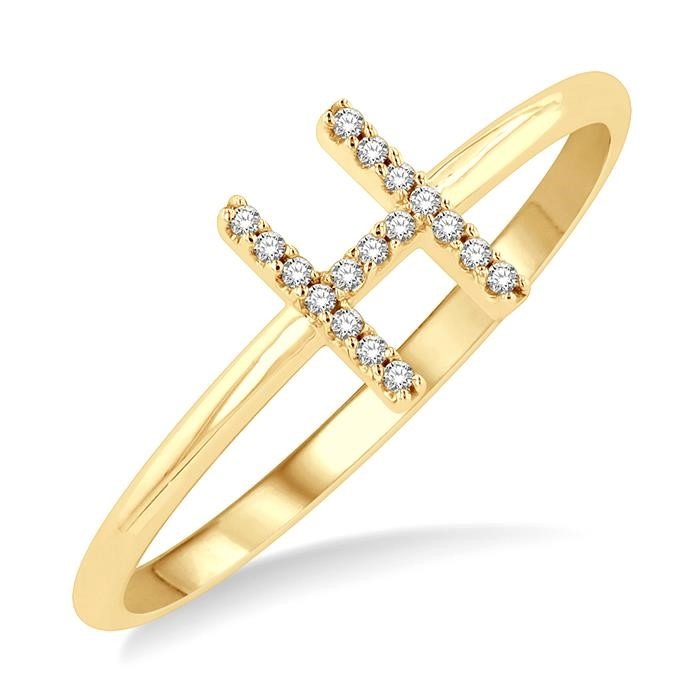 Block 'H' Initial Diamond Ring 365D9DHTSYG-H