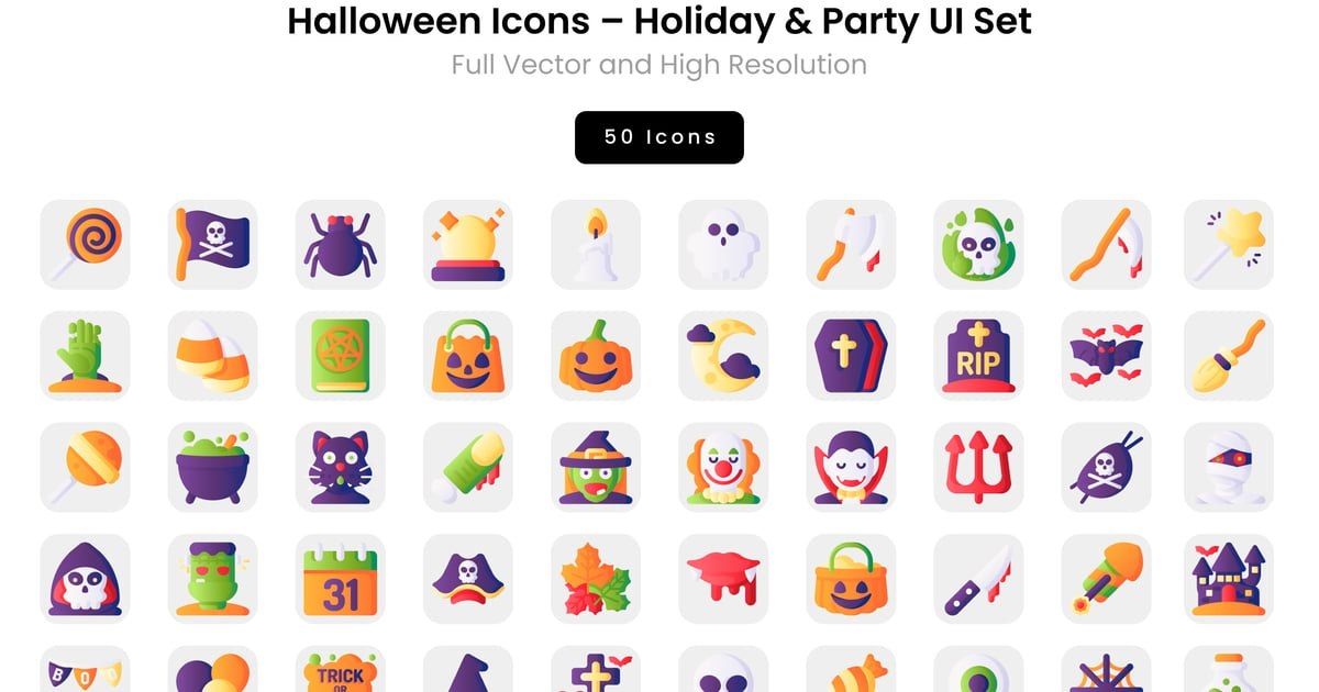 Íconos de Halloween: conjunto de interfaz de usuario para fiestas y fiestas Free Download – Envato Elements