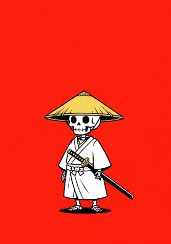 Skeleton Samurai Minimalist Art