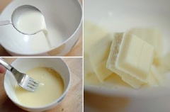 Cho chocolate trắng vào nồi đun tan chảy.