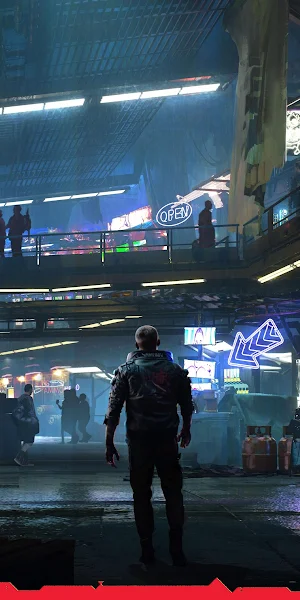 Cyberpunk 2077, Phantom Liberty, Night City, Futuristic Market 4K Wallpaper Background