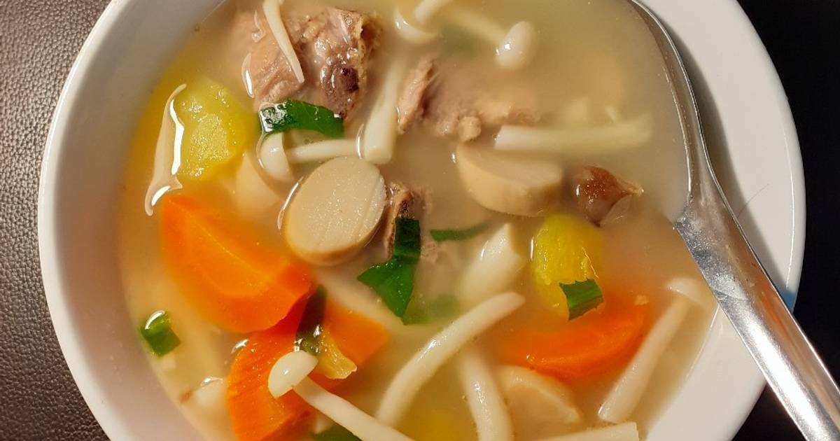Canh xương nấu nấm - Eat clean