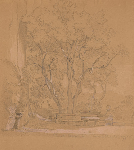 Garden with a Fountain at the Palazzolo Monastery near Albano Laziale 1855