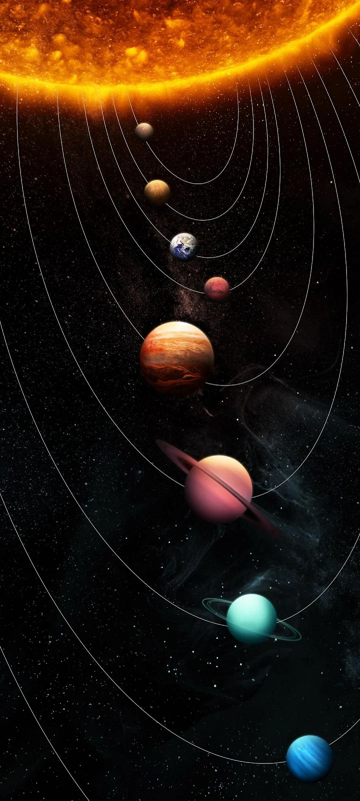 The Solar System Orbits - Digital Illustration Full HD iPhone Wallpaper (1080x2400)