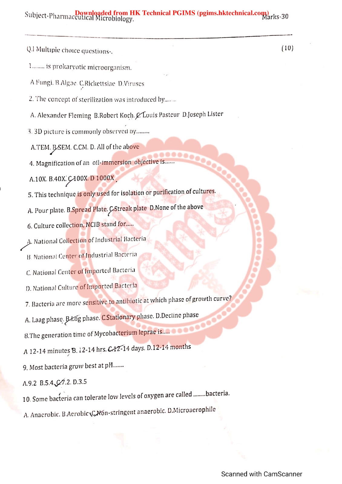 BP303T Pharmaceutical Microbiology BPharmacy 3rd Semester