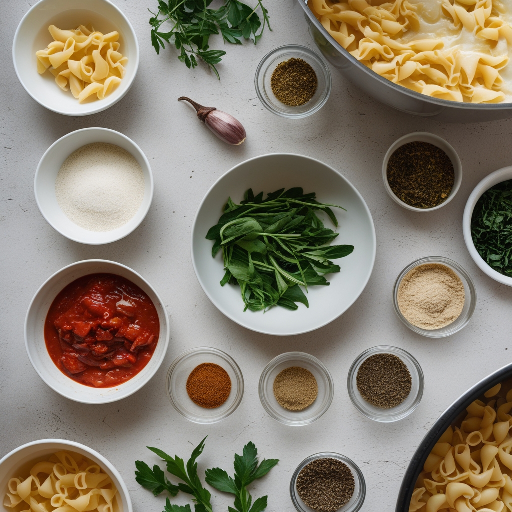 Ingredients for One Pot Creamy Garlic Pasta - Easy Weeknight Comfort Food