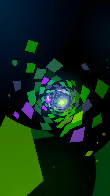 Neon Green and Purple Geometric Vortex Tunnel - Free mobile Wallpaper