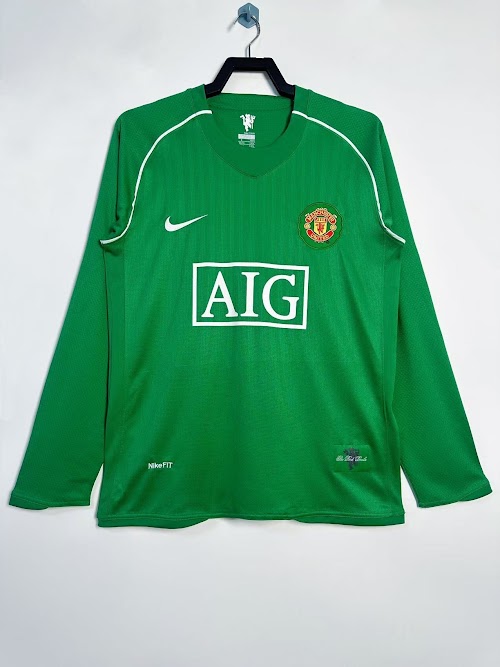 Camiseta de portero del Manchester United 2007-08, verde y de manga larga..jpeg