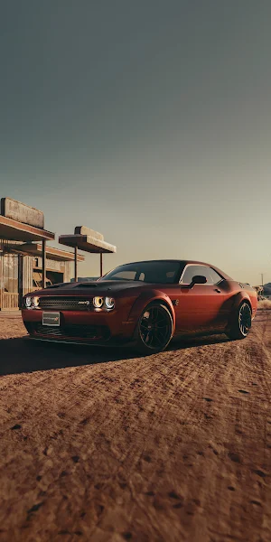 Dodge Challenger, Muscle Car, Automotive, Desert Road 2K iPhone Wallpaper Background