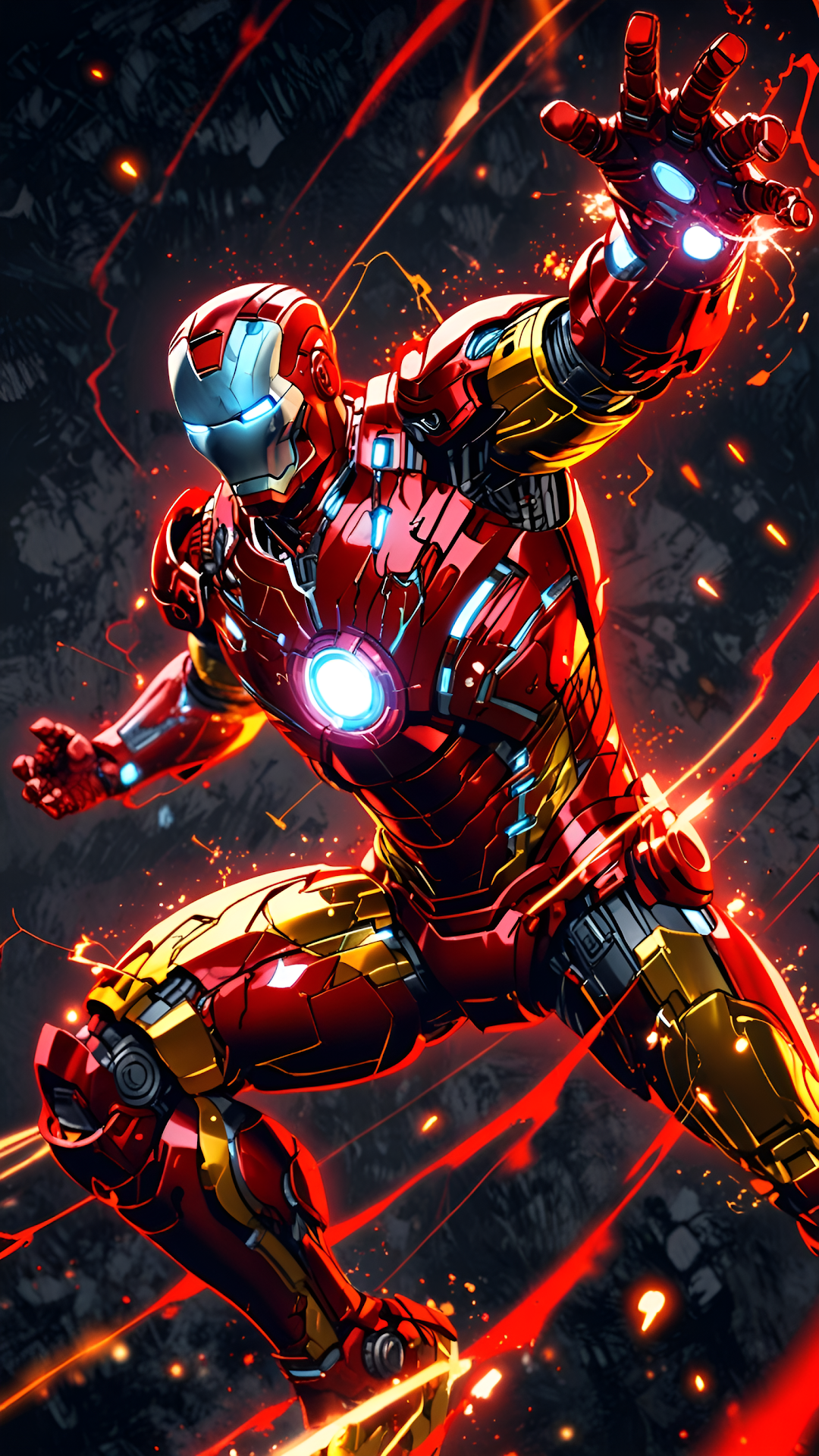 Iron Man Dynamic Repulsor Blast Action Pose Comic Art - Free 4K mobile Wallpaper
