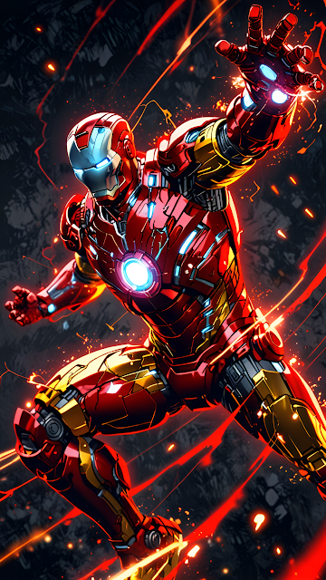Iron Man Dynamic Repulsor Blast Action Pose Comic Art - Free mobile Wallpaper