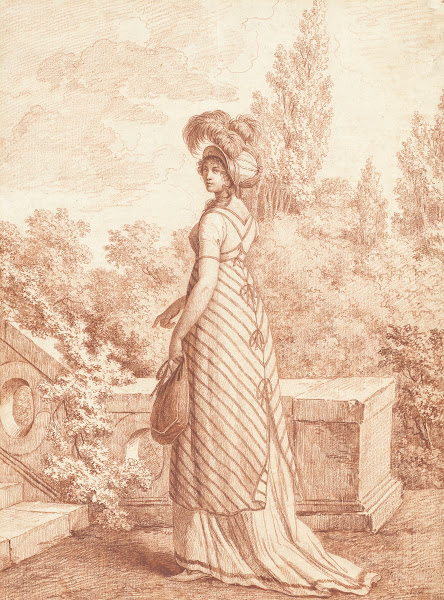 A Fashionable Woman Standing in a Park 1798
