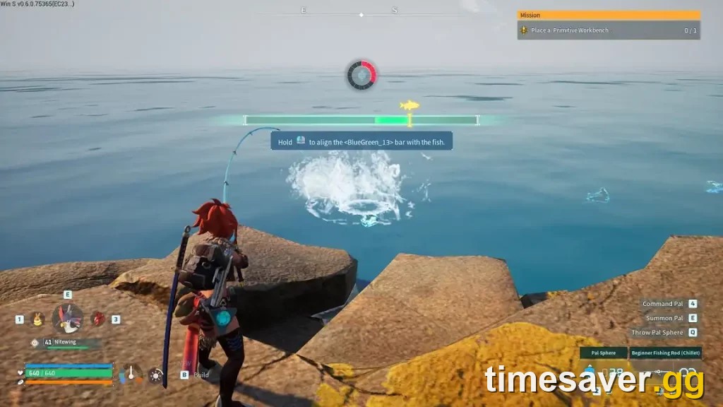Palworld fishing minigame — the reel-in alignment bar