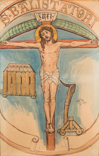 Karton do polichromii Kościoła Mariackiego  Godło łuczników 1889