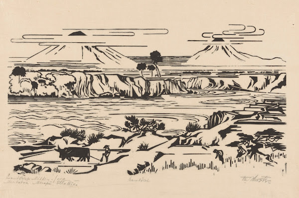 Landschap Midden Java Merbaboe Merapi Ello rivier 1923