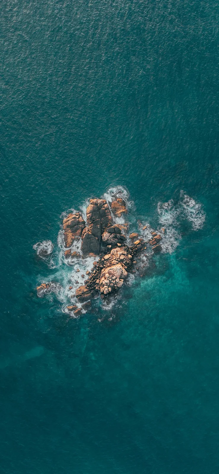 Rocky Island In Deep Blue Sea - Aerial Nature Photography 2K iPhone Wallpaper (1860x4029)