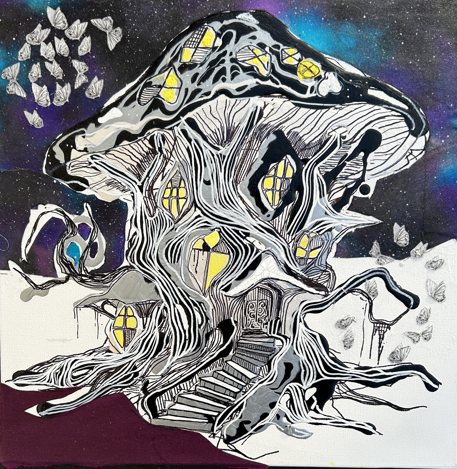 Mixed Media (fabric, acrylic and marker)