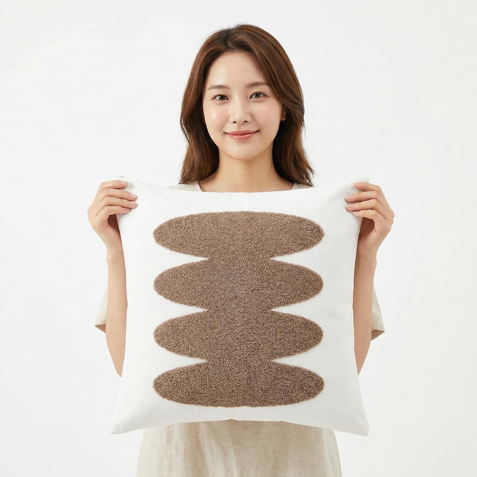 Pillow cover with wave pattern, cotton-linen, 45×45 cm
