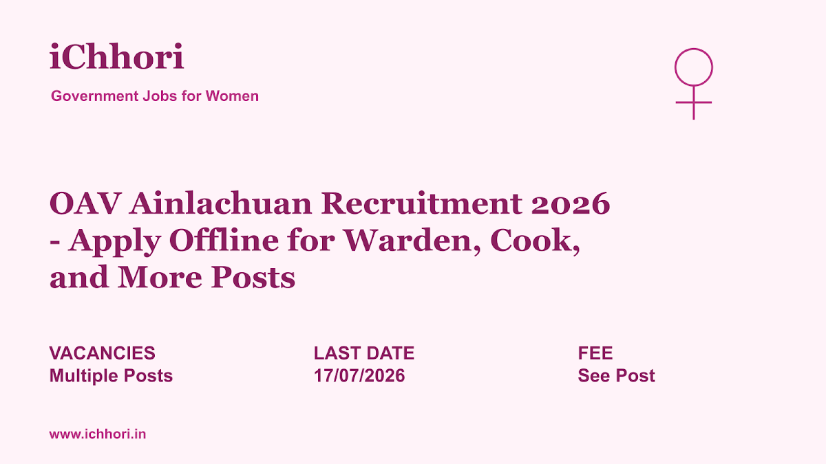 OAV Ainlachuan Recruitment 2026 - Apply Offline for Warden, Cook, and More Posts - iChhori