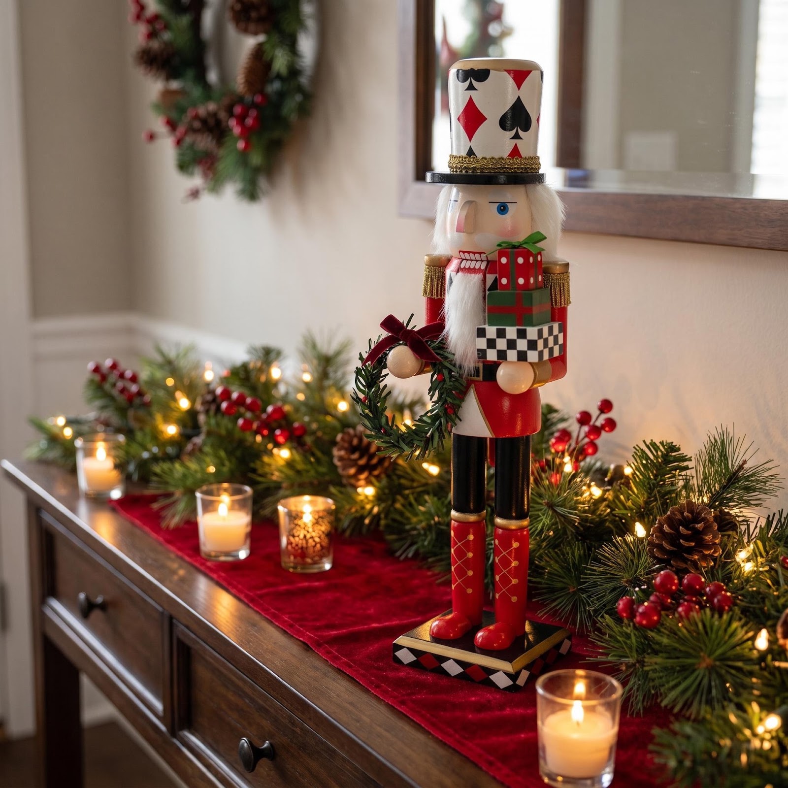 Decorative nutcracker soldier in poker design