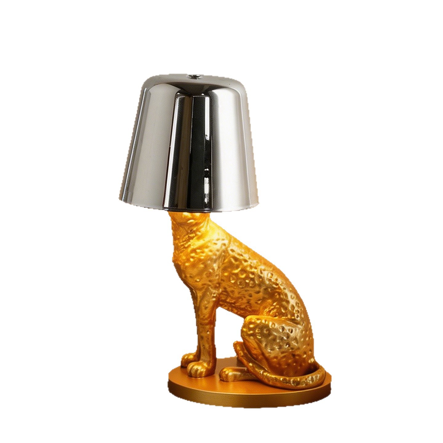 Bottle lamp with leopard motif, table lamp