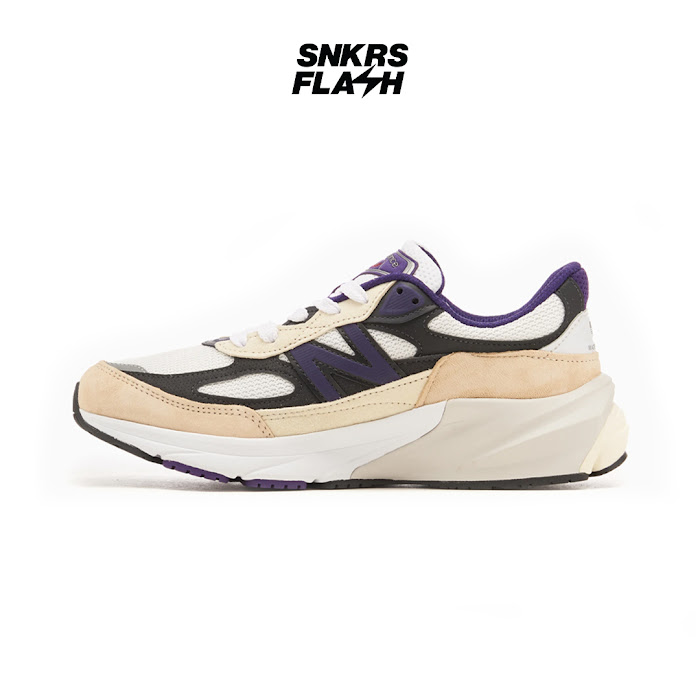 NEW BALANCE 990 V6 MADE IN USA WHITE BLACK PLUM - U990WB6 - Size 44.5