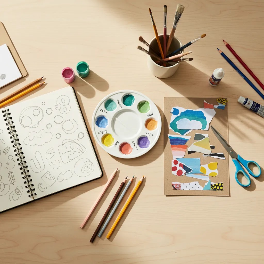 Art therapy for teens techniques and prompts with beginner-friendly journaling, painting, and collage materials