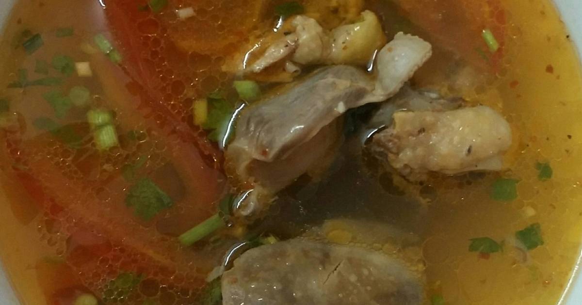 Lòng gà nấu canh thơm cà