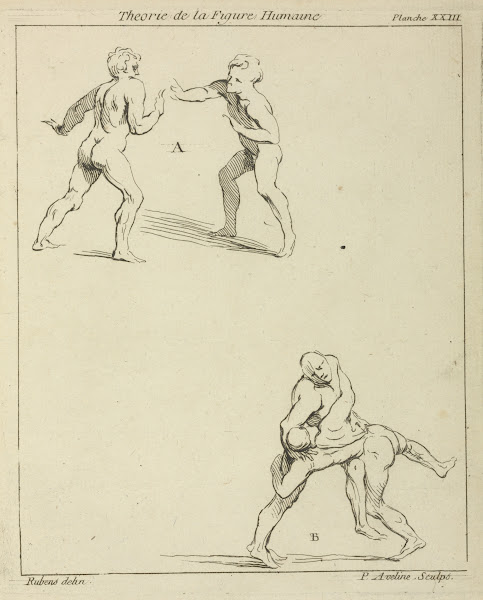 Two pairs of figures one pair extending right arms toward each other the other p
